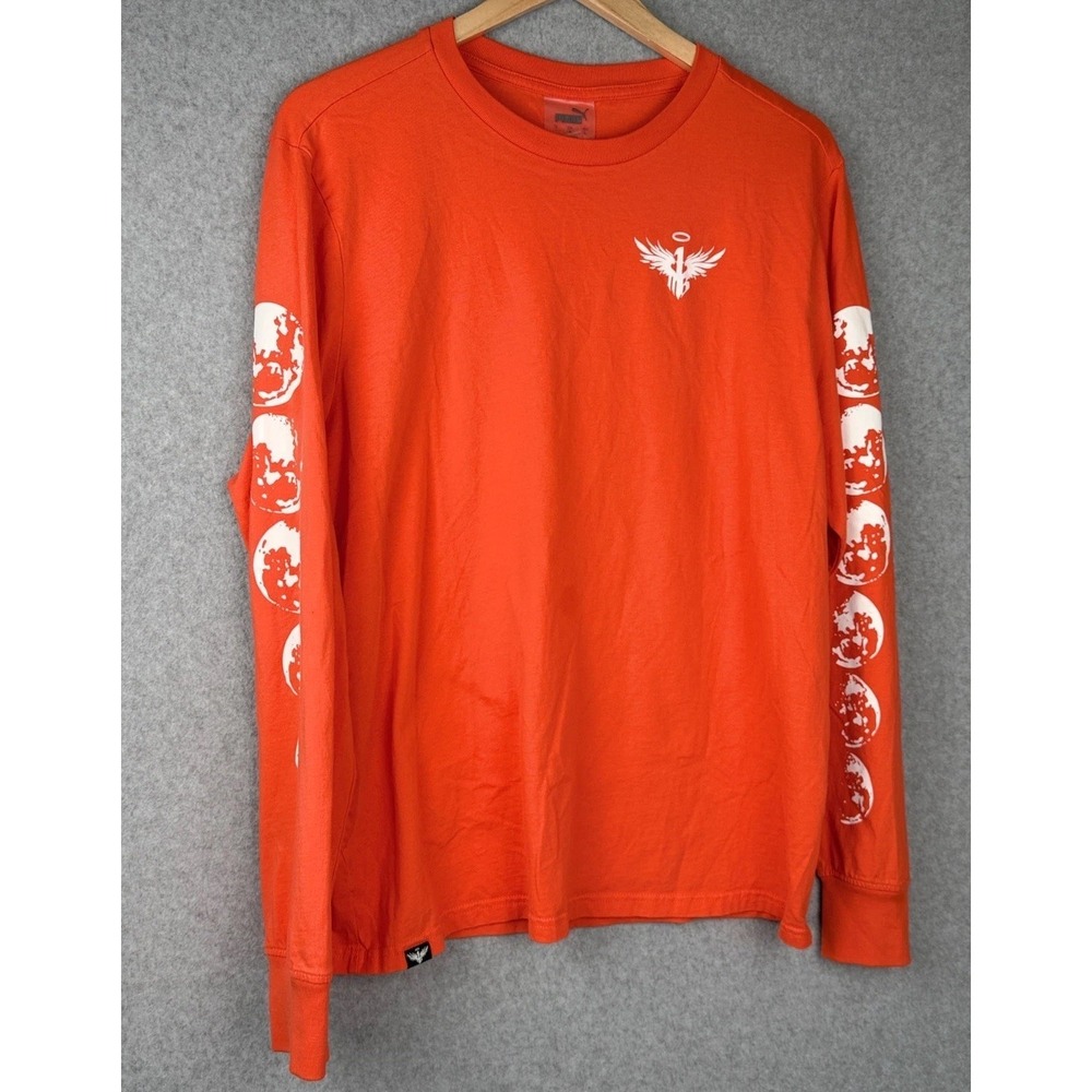 Puma Not From Here Long Sleeve Shirt Orange Graphic Size L